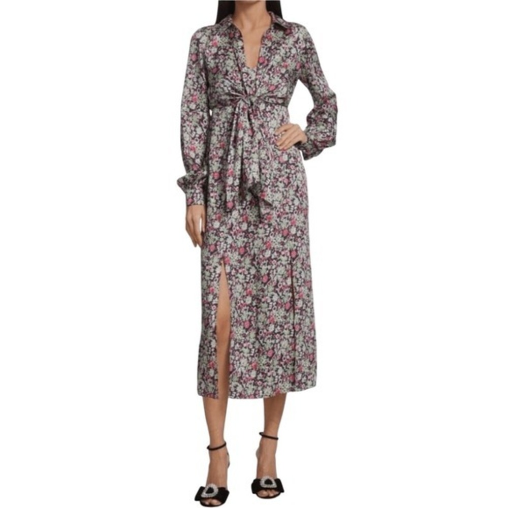 Cinq à Sept NWT Quin Floral Long Sleeve Midi Shirt Dress 6 Wedding Guest Luxury